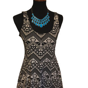 Geometric cotton dress Medium black/white VS Pink